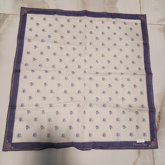 CHRISTIAN DIOR Cotton Scarf Scarves Pocket Square - Picture 1 of 13